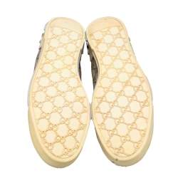 Pre Owned Gucci Beige GG Coated Canvas And Fabric Web Low Top Sneakers Size 40