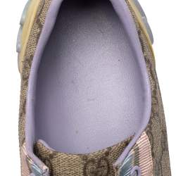 Pre Owned Gucci Beige GG Coated Canvas And Fabric Web Low Top Sneakers Size 40