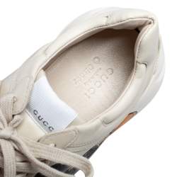 Gucci Beige Leather Disney Mickey Mouse Print Rhyton Sneakers Size 38