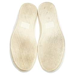 Pre Owned Gucci Metallic Gold Foil Leather Slip On Sneakers Size 35