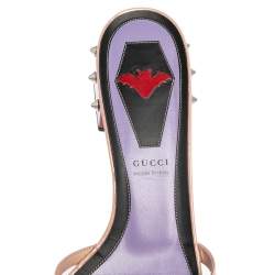 Pre Owned Gucci Multicolor Patent Leather GG Bow Sadie Spike Slide Sandals Size 40