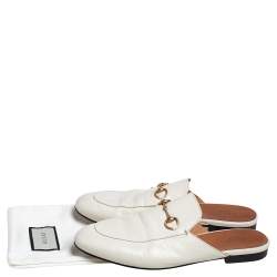 Pre Owned حذاء سلايد غوتشي برينستاون هورسبيت جلد أوف وايت مقاس 41