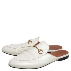 Pre Owned حذاء سلايد غوتشي برينستاون هورسبيت جلد أوف وايت مقاس 41