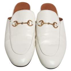 Pre Owned حذاء سلايد غوتشي برينستاون هورسبيت جلد أوف وايت مقاس 41