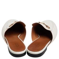 Pre Owned حذاء سلايد غوتشي برينستاون هورسبيت جلد أوف وايت مقاس 41