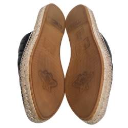 Pre Owned Gucci Black Leather GG Marmont Espadrilles Mules Size 41