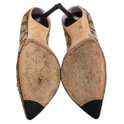 مملوكة مسبقًا حذاء كعب عالي غوتشي مقدمة مدببة هورسبيت كانفاس جي جي بيج مقاس 40