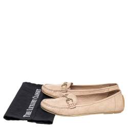 Pre Owned Gucci Beige Guccissima Leather Horsebit Slip On Loafer Size 38