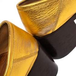 مملوكة مسبقًا حذاء كعب عالي لوفرز غوتشي فيغاس هورسبيت جلد ذهبي مقاس 37