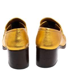 مملوكة مسبقًا حذاء كعب عالي لوفرز غوتشي فيغاس هورسبيت جلد ذهبي مقاس 37