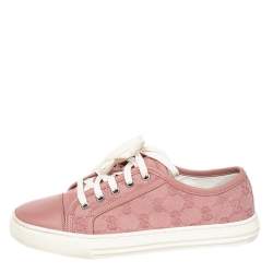 مملوكة مسبقًا Gucci Pink GG Canvas And Leather Low Top Sneakers Size 36.5