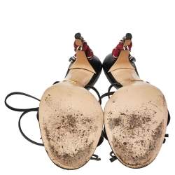 مملوكة مسبقًا صندل غوتشي سير كاحل كعب كينغسنيك جلد أسود مقاس 42