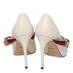 Gucci Cream Leather Sylvie Mary Jane Pumps Size 36