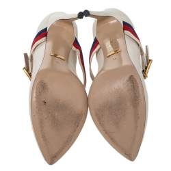 Gucci Cream Leather Sylvie Mary Jane Pumps Size 36