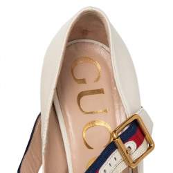 Gucci Cream Leather Sylvie Mary Jane Pumps Size 36
