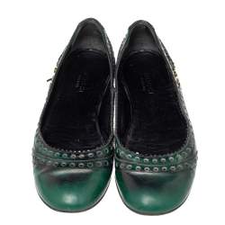 حذاء باليرينا فلات غوتشي جلد بروغي لونين مقاس 35.5