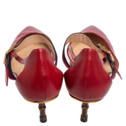 مملوكة مسبقًا Gucci Red Leather Unia Mary Jane Pumps Size 38.5