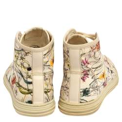 Pre Owned Gucci Multicolor Floral Print Canvas High Top Sneakers Size 38