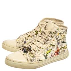 Pre Owned Gucci Multicolor Floral Print Canvas High Top Sneakers Size 38