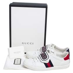  Gucci White Leather Loved Embellished Ace Low Top Sneakers Size 37.5