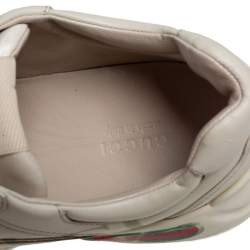 Gucci Off White Leather Rhyton Gucci Logo Print Low Top Sneakers Size 39