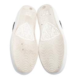 Gucci White Leather And Canvas Ace Embroidered Sneakers Size 39.5