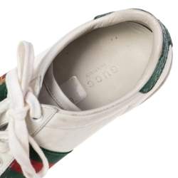 Pre Owned Gucci White Leather Ace Bee Embroidered Low Top Sneakers Size 36.5