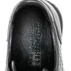 Pre Owned حذاء رياضي غوتشي رباط تفاصيل ويب جلد غوتشيسيما أسود مقاس 45.5