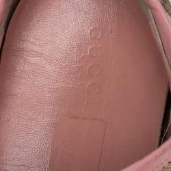Gucci Beige/Pink GG Canvas And Leather Low Top Sneakers Size 38.5