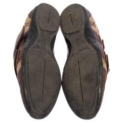 Pre Owned حذاء رياضي غوتشي فلكرو جلد وكانفاس غوتشيسيما بني مقاس 36