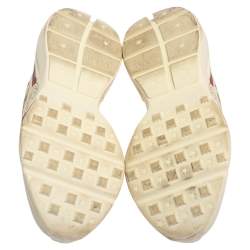 Pre Owned Gucci Cream Leather Rhyton Low Top Sneakers Size 37