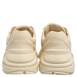 Pre Owned Gucci Cream Leather Rhyton Low Top Sneakers Size 37