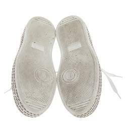 Pre Owned Gucci White Canvas And Leather  Ace Crystal Embellished Sneakers Size 36