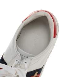Pre Owned Gucci White Canvas And Leather  Ace Crystal Embellished Sneakers Size 36