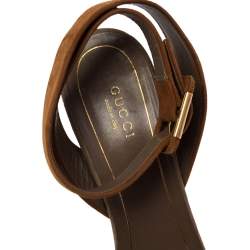 Pre Owned Gucci Tricolor Suede Madison Studded Block Heel Sandals Size 39.5