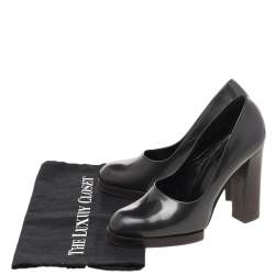 Gucci Grey Leather Block Heel Pumps Size 38