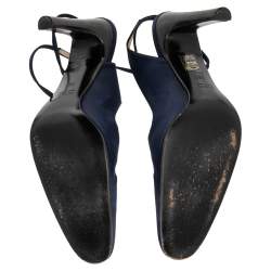 Gucci Blue Satin Ankle Wrap Sandals Size 38