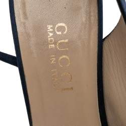 Gucci Blue Satin Ankle Wrap Sandals Size 38