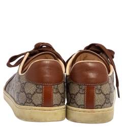 مملوكة مسبقًا حذاء رياضي غوتشي بروكلين حافة جلد تمساح وجلد وكانفاس سوبريم جي جي بيج/ بني مقاس 39