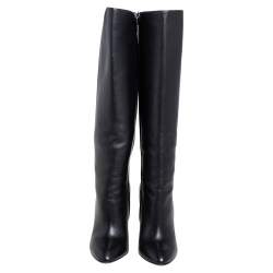 Pre Owned Gucci Black Leather Adina Knee Length Boots Size 38.5