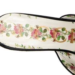 Pre Owned Gucci Black Embroidered Satin Crystal Embellished Heel Mules Size 37