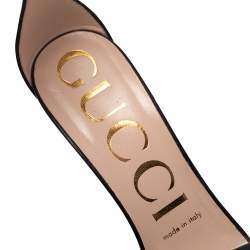 Pre Owned صندل غوتشي سير كاحل مزخرف كريستال جلد أسود مقاس 36.5