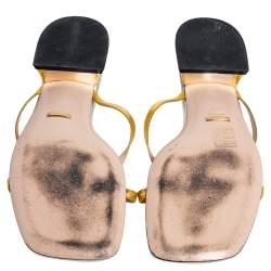 مملوكة مسبقًا Gucci Metallic Gold/Silver Leather Alison Bow Sandals Size 39.5