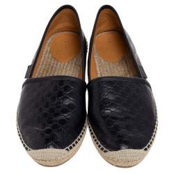 مملوكة مسبقًا Gucci Black Guccissima Leather Espadrilles Flats Size 39
