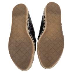 مملوكة مسبقًا Gucci Black Guccissima Leather Espadrilles Flats Size 39
