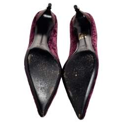 مملوكة مسبقًا حذاء كعب عالي غوتشي قطيفة GG عنابي مقاس 39.5 