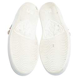Gucci White Leather New Ace Web Faux Pearl Embellished Low Top Sneakers Size 39