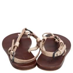 Gucci Light Cream Crocodile Toe Ring Sling Buckle Flat Sandals Size 41