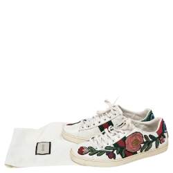 Pre Owned حذاء رياضي غوتشي أيس جلد أبيض برباط مقاس 38 