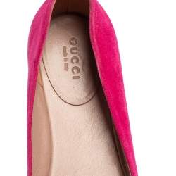 Pre Owned Gucci Pink Suede Crystal Embellishment Ballet Flats Size 36.5
